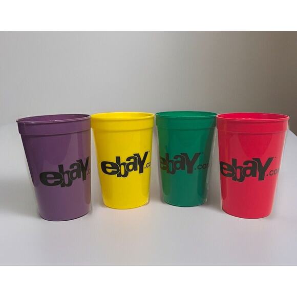 ebay Other - eBay Cups Colorful Plastic Old Logo Collectible Set of 4 eBayana Seller SWAG
